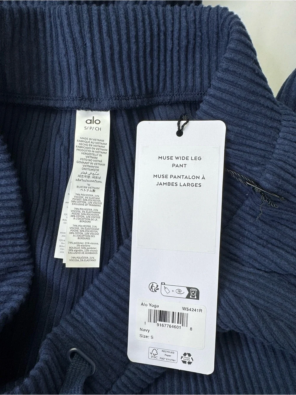 NEW ALO Muse Wide Leg Pants Navy Size Small